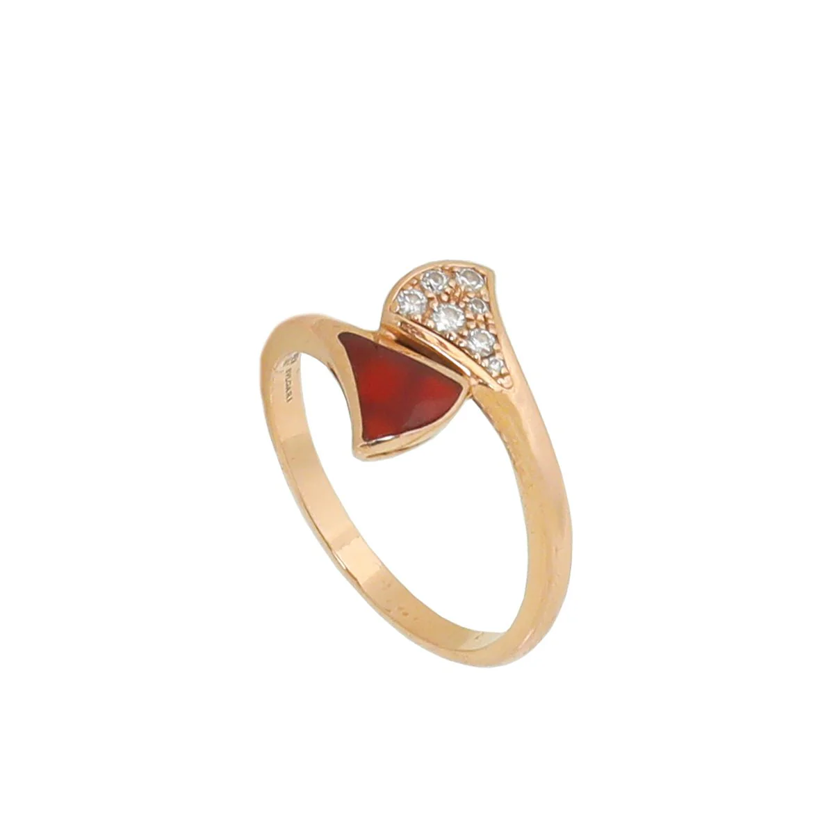 Bvlgari 18K Rose Gold Carnelian Diamond Diva's Dream Ring 53