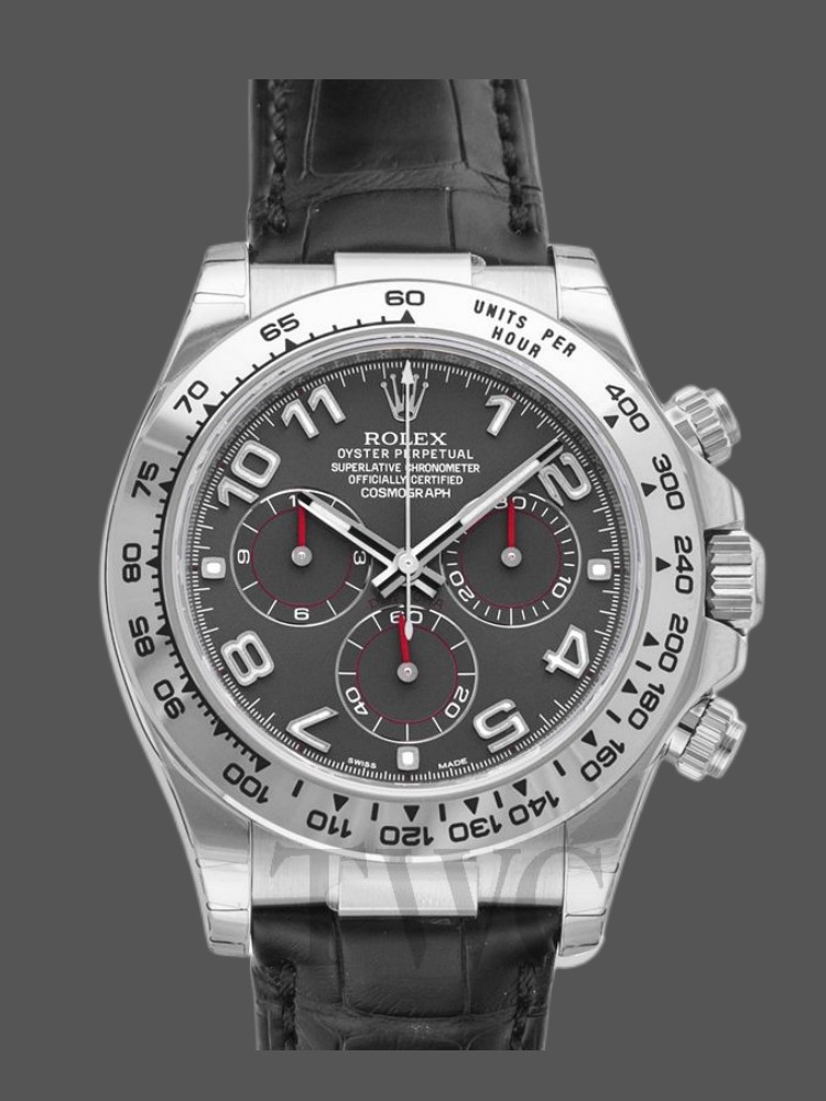 Rolex Cosmograph Daytona 116519 Gray dial Black Leather Strap 40mm Mens Replica Watch