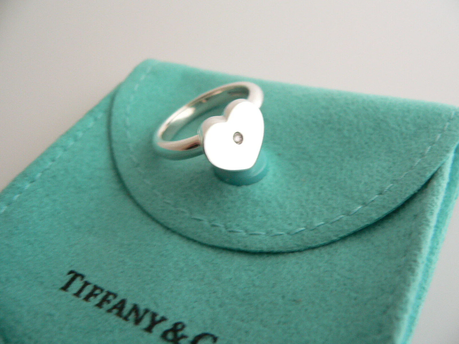 Tiffany & Co Diamond Ring Picasso Heart Promise Love Band Sz 6.5 Gift Pouch Cool