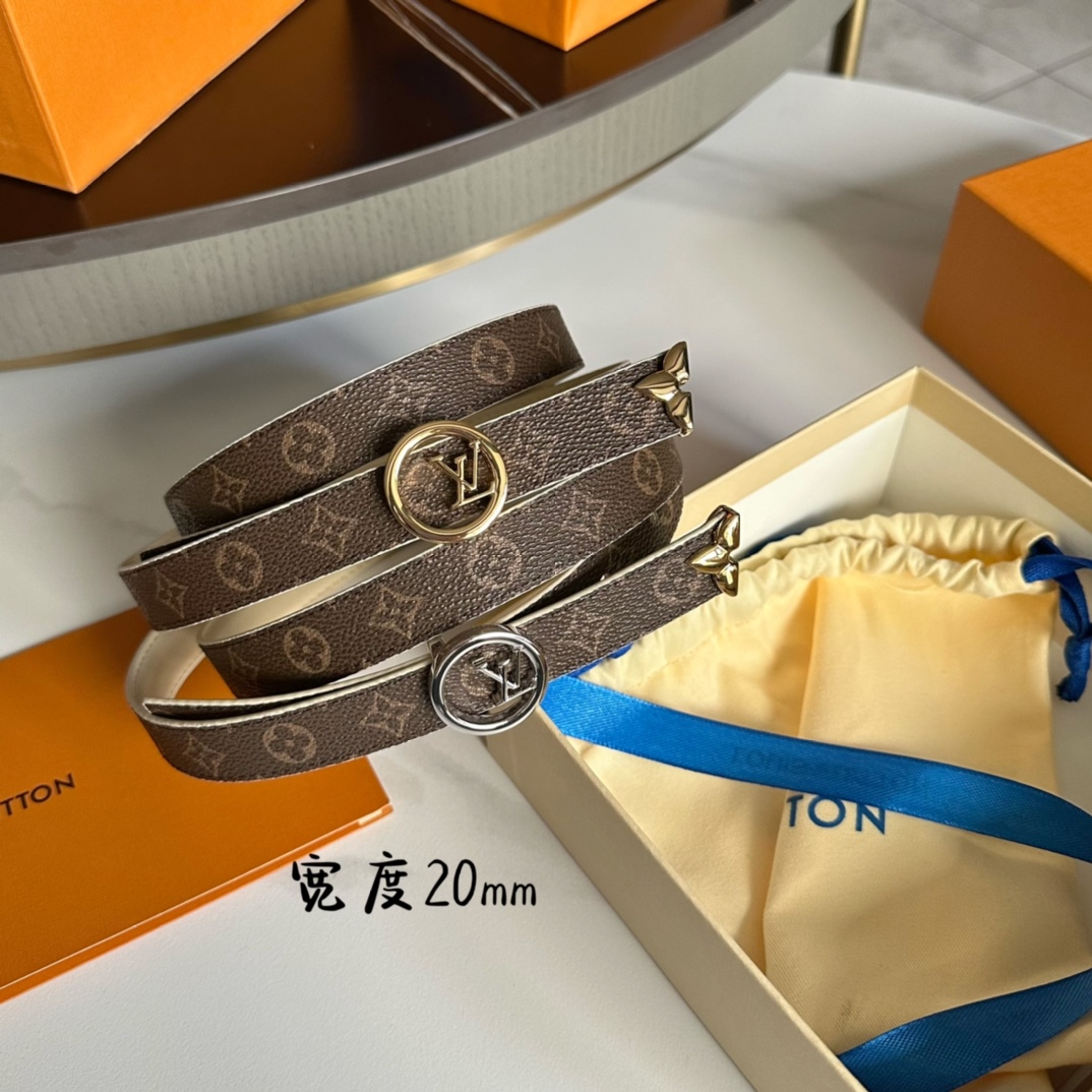Louis Vuitton LV Leather Belts 1:1 Mirror Version