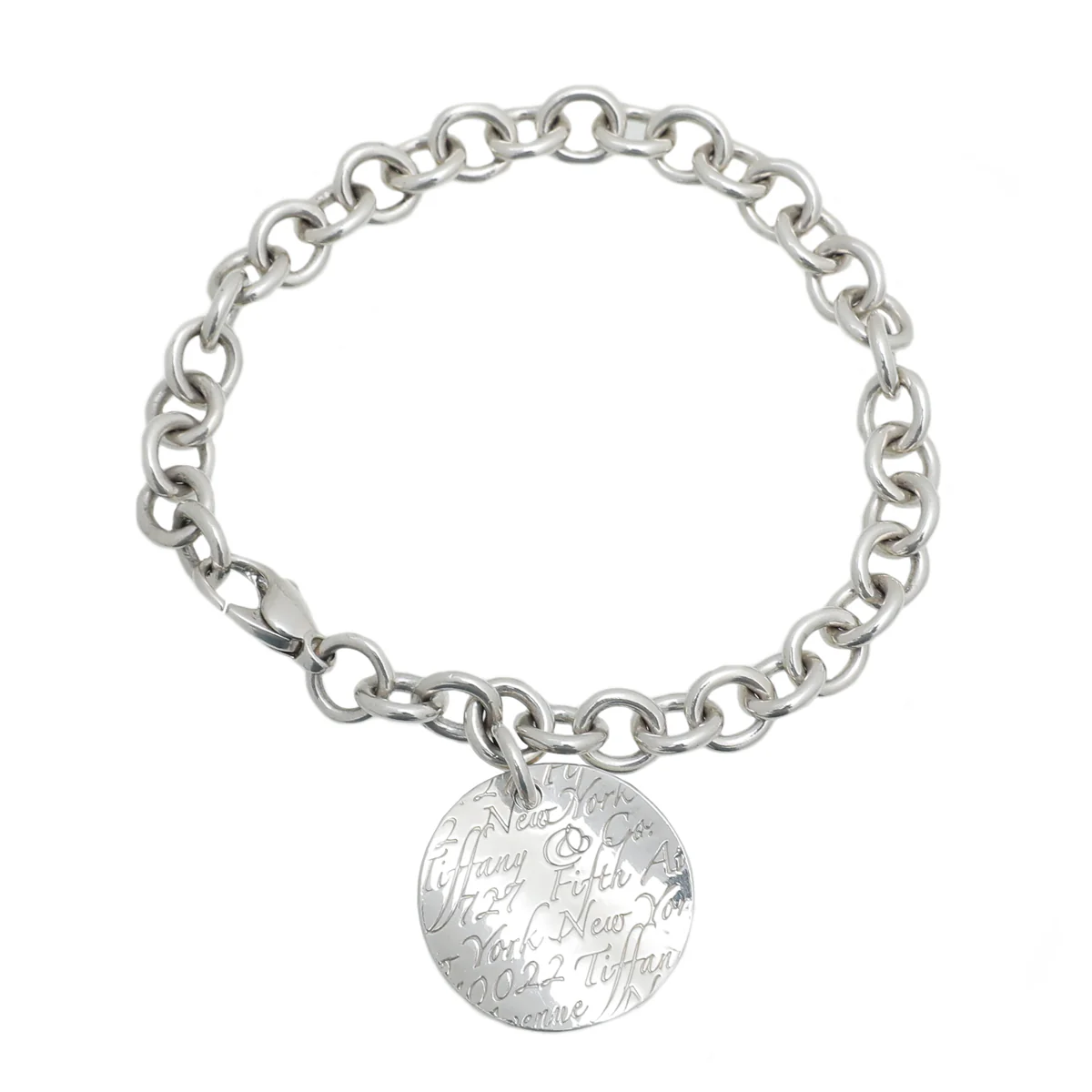 Tiffany & Co Silver Notes Round Tag Link Bracelet