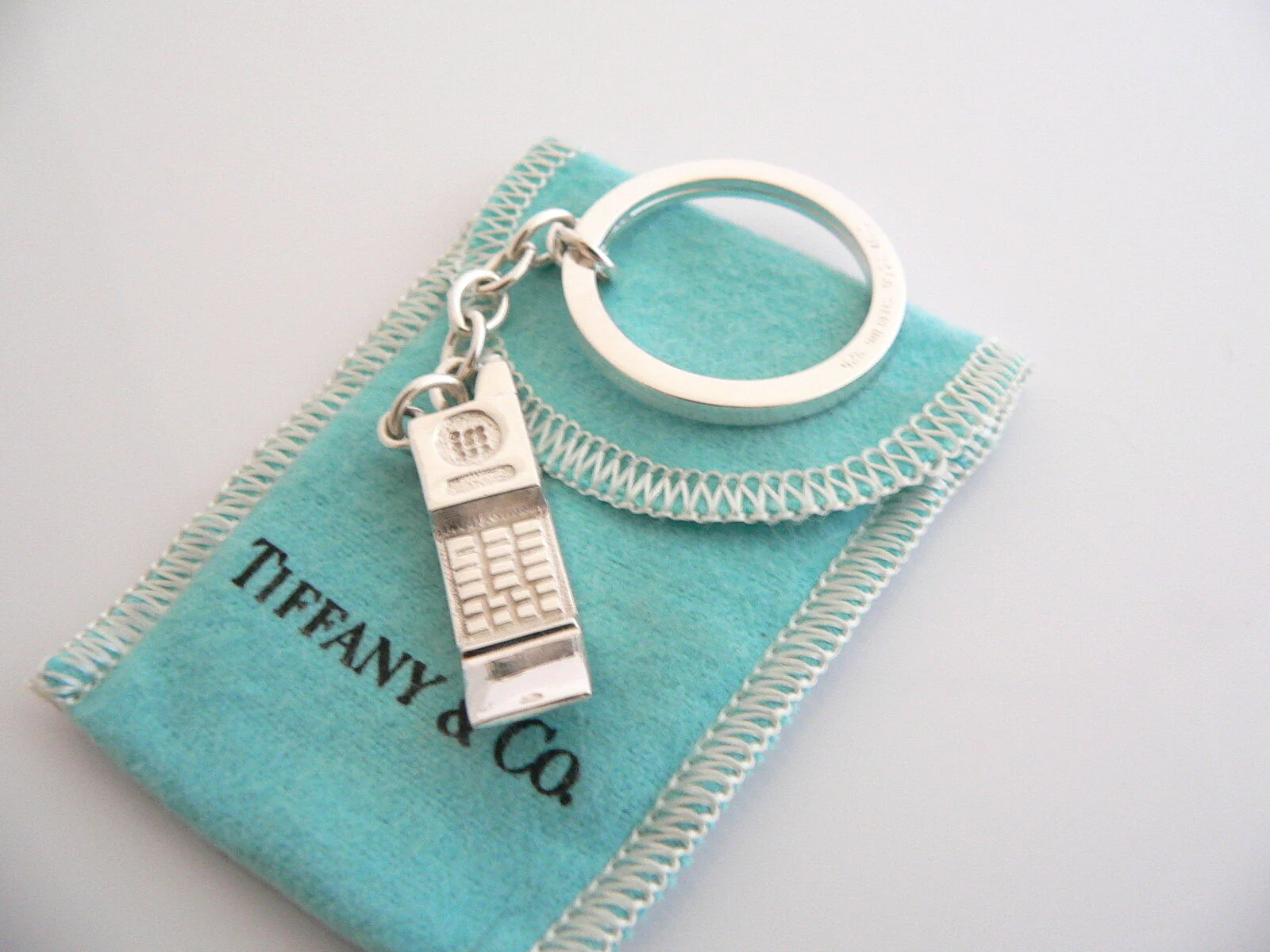 Tiffany & Co Cellphone Telephone Cell Phone Keyring Keychain Key Ring Gift Pouch