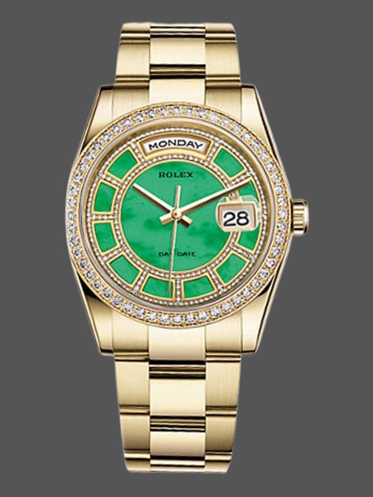 Rolex Day Date 118348 Green Dial Yellow Gold 36mm Unisex Replica Watch