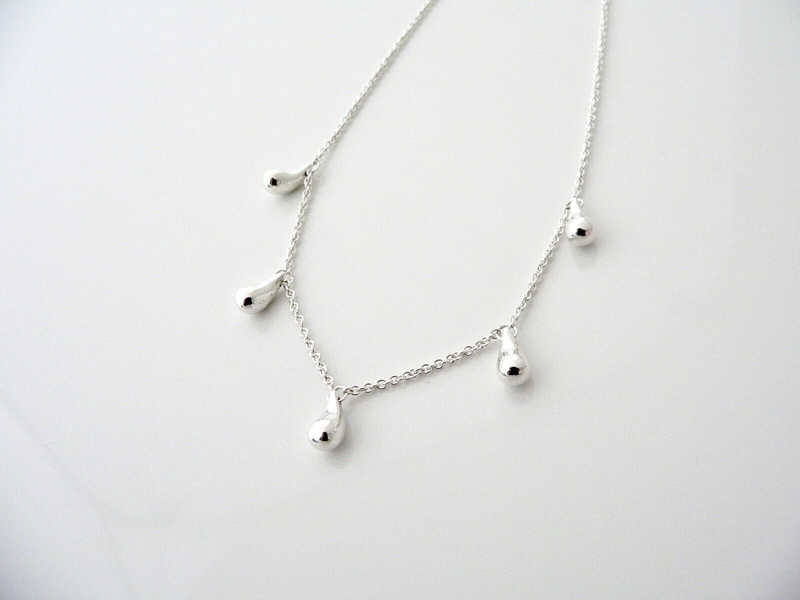 Tiffany & Co Peretti 5 Teardrop Necklace Pendant Charm Chain Gift Love Silver