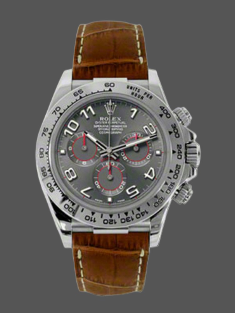 Rolex Daytona 116519 Grey Dial Brown Leather strap 40mm Mens Replica Watch