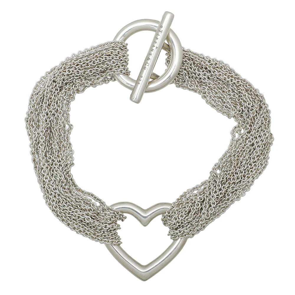 Tiffany & Co Silver Multi-Strand Mesh Heart Bracelet