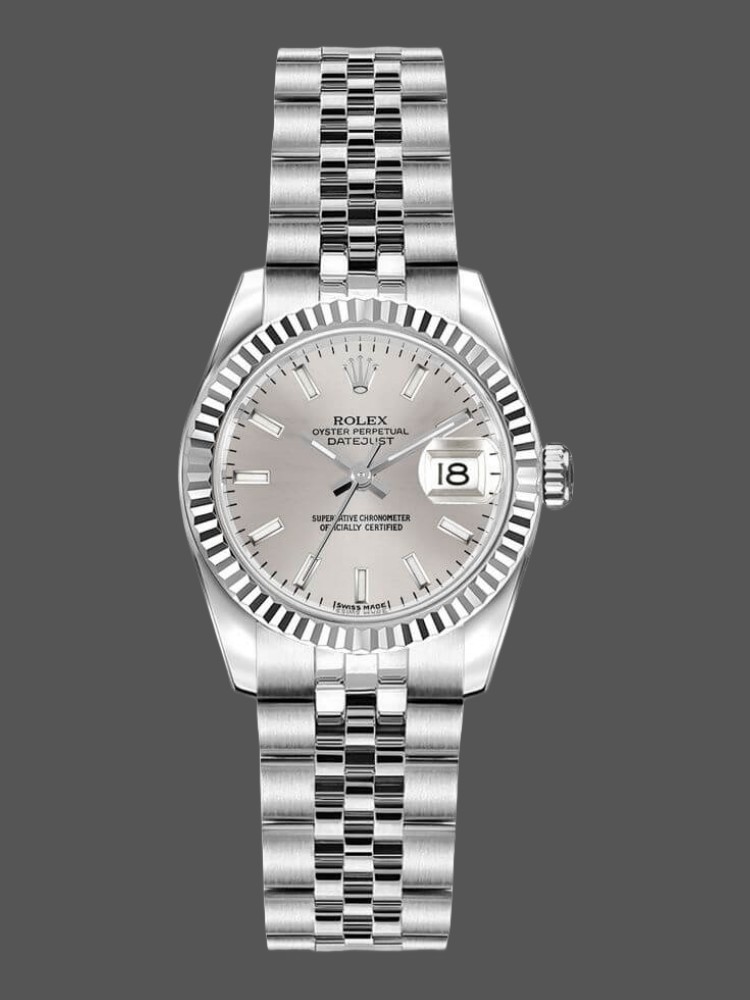 Rolex Datejust 179174 Silver Index Dial Fluted Bezel 26MM Lady Replica Watch