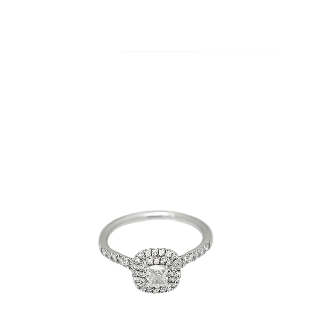 Tiffany & Co Platinum Diamond Soleste Cushion-cut Double Halo Engagement Ring 54