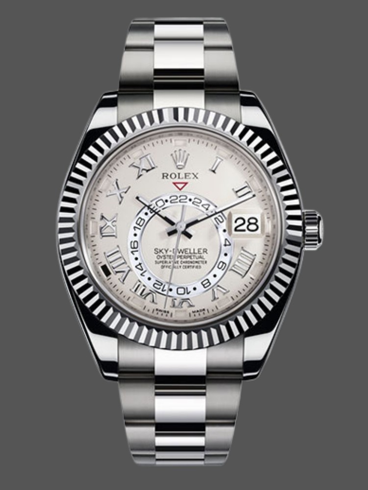 Rolex Sky-Dweller 326939 Fluted Bezel Ivory Dial 42MM Mens Replica Watch