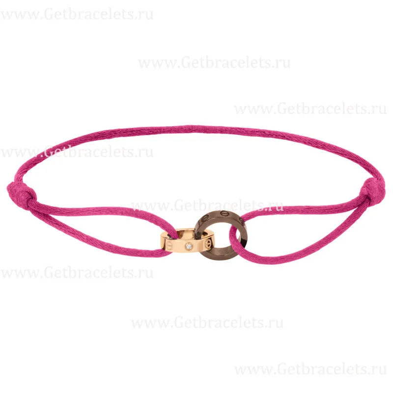 Replica Cariter Love Bracelet Double Ring Pink Gold and Brown Ceramic B6040100