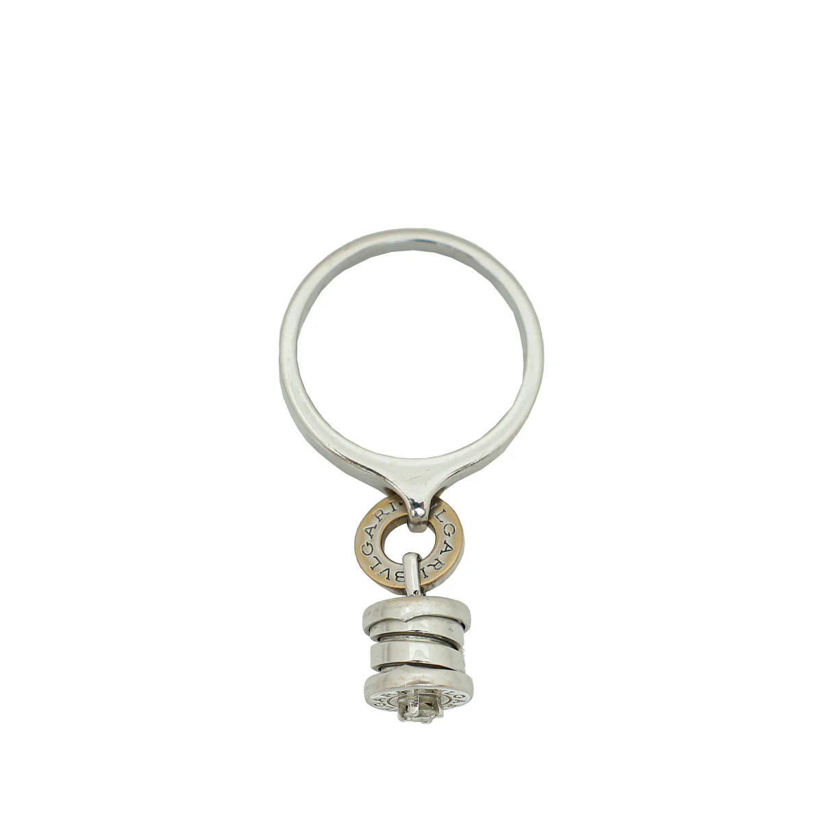 Bvlgari 18K White Gold B. Zero 1 Charm w/Diamond Ring 55