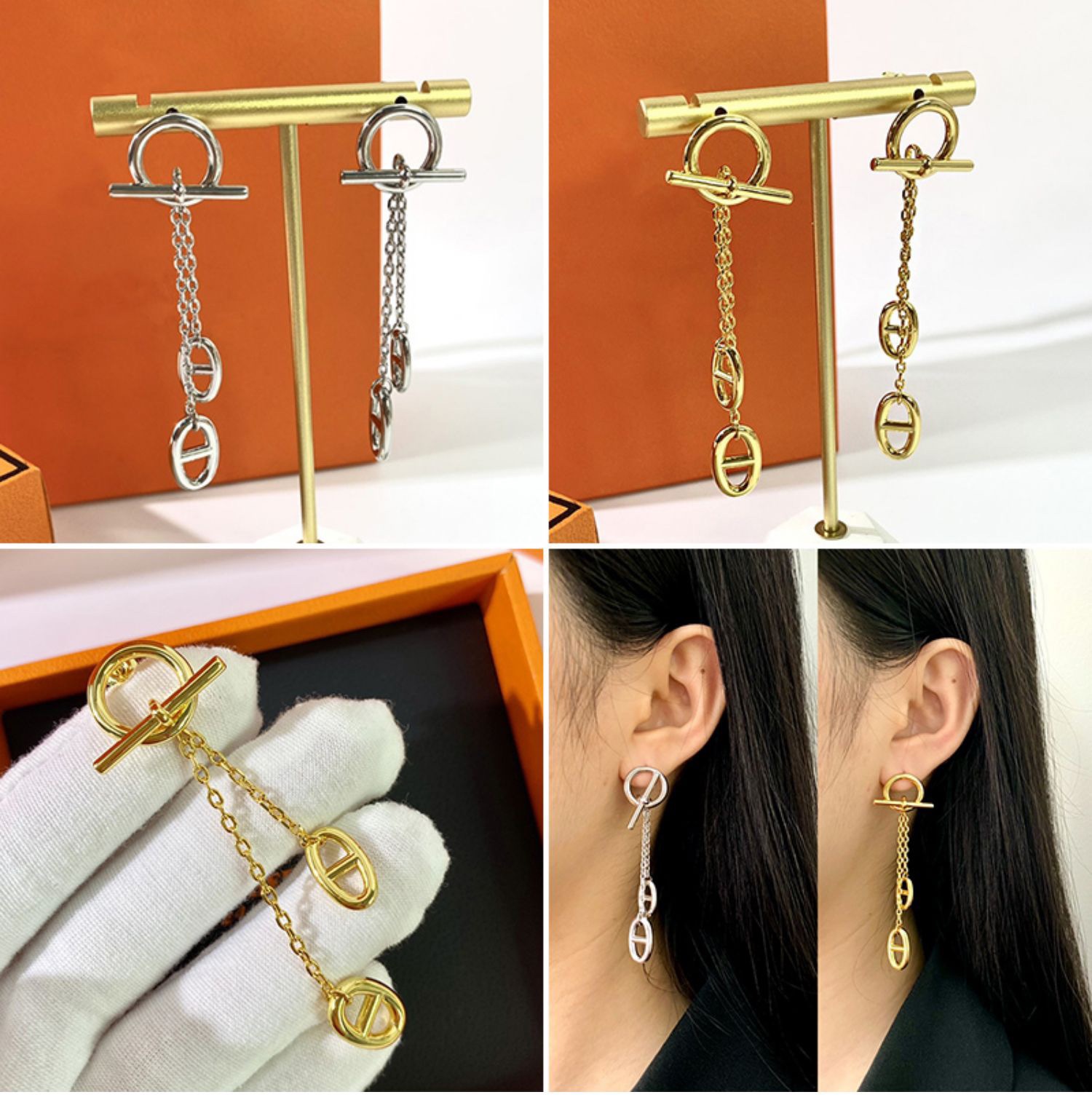 Hermes Pig Nose Tassel Earrings