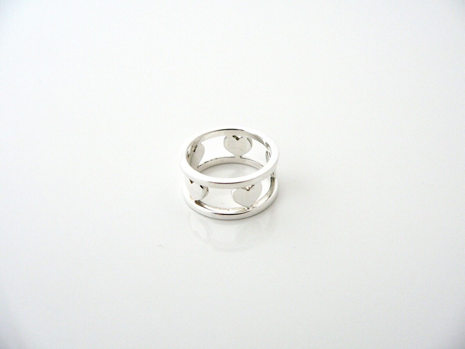 Tiffany & Co Silver Heart Bar Ring Band Sz 5.75 Rare Gift Love Statement