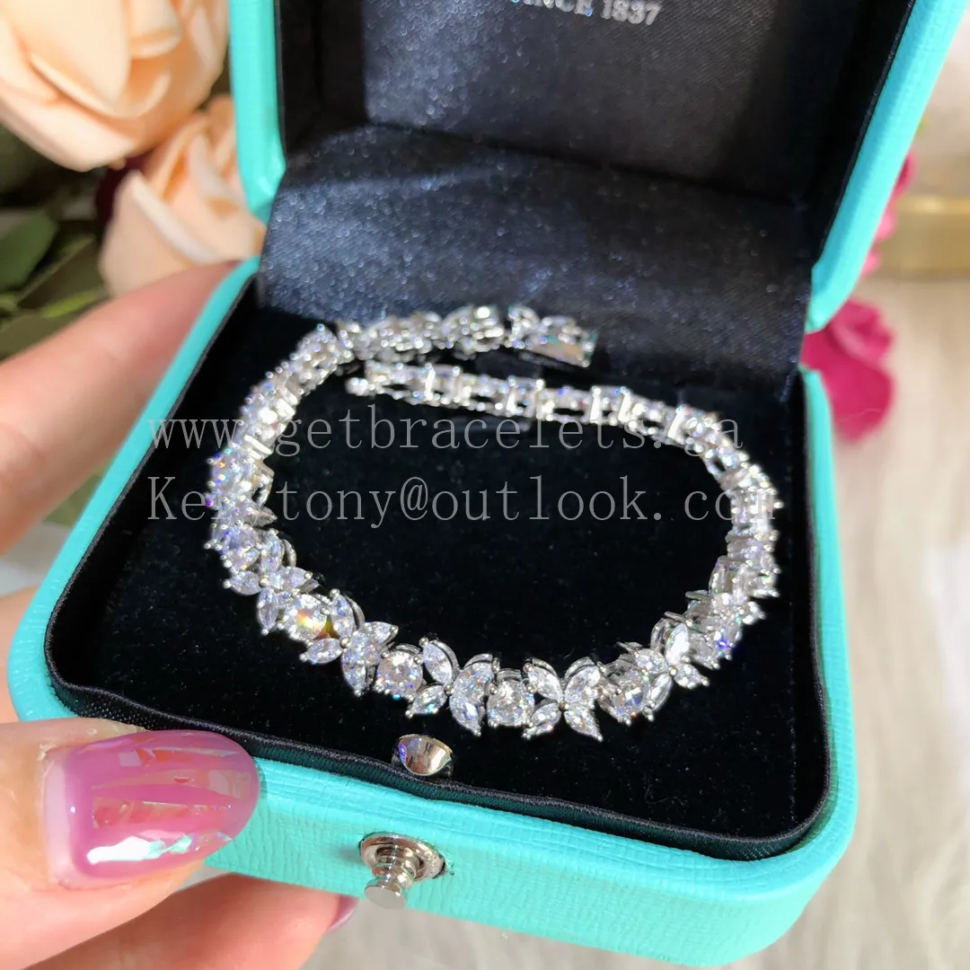 Tiffany Narrow Alternating Bracelet White Gold With Diamonds