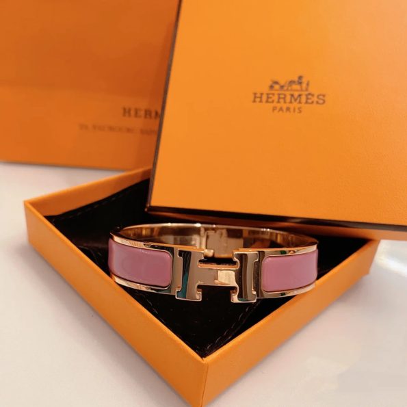 Hermes Bracelet Dupe, Clic H Bracelet, Pink Enamel