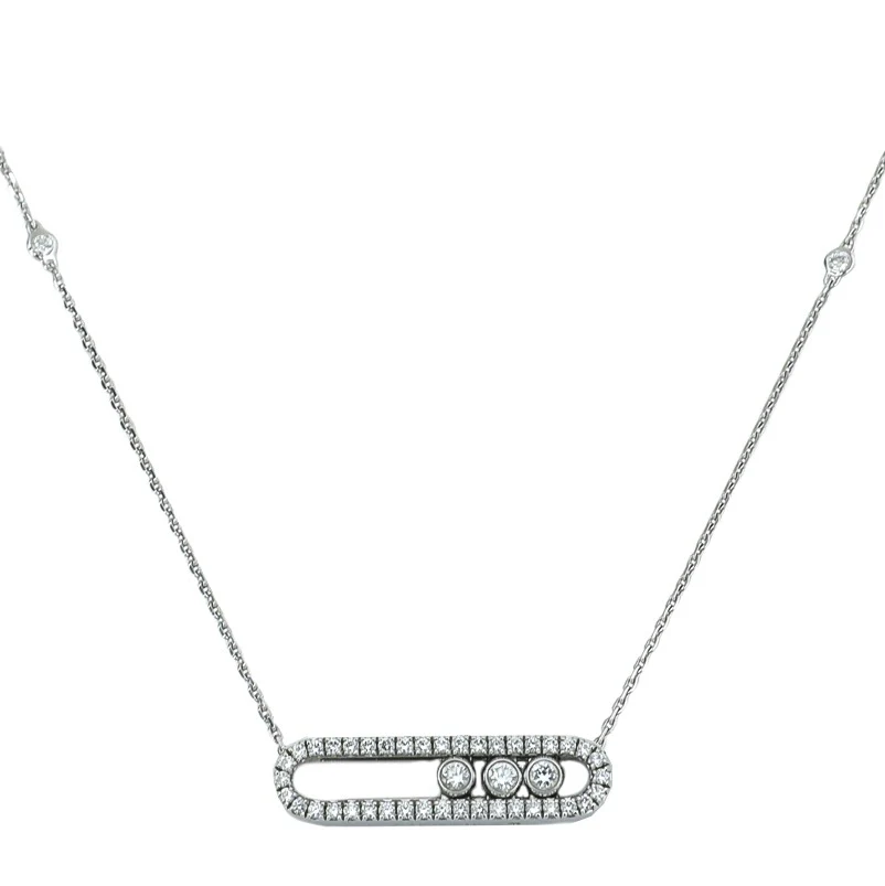 Messika 18K White Gold Pav茅 Diamond Baby Move Necklace