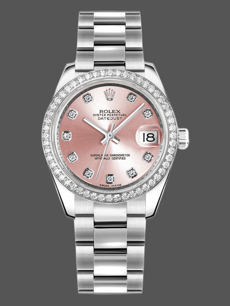 Rolex Datejust 178384 Pink Diamonds Dial Diamond Bezel 31MM Lady Replica Watch