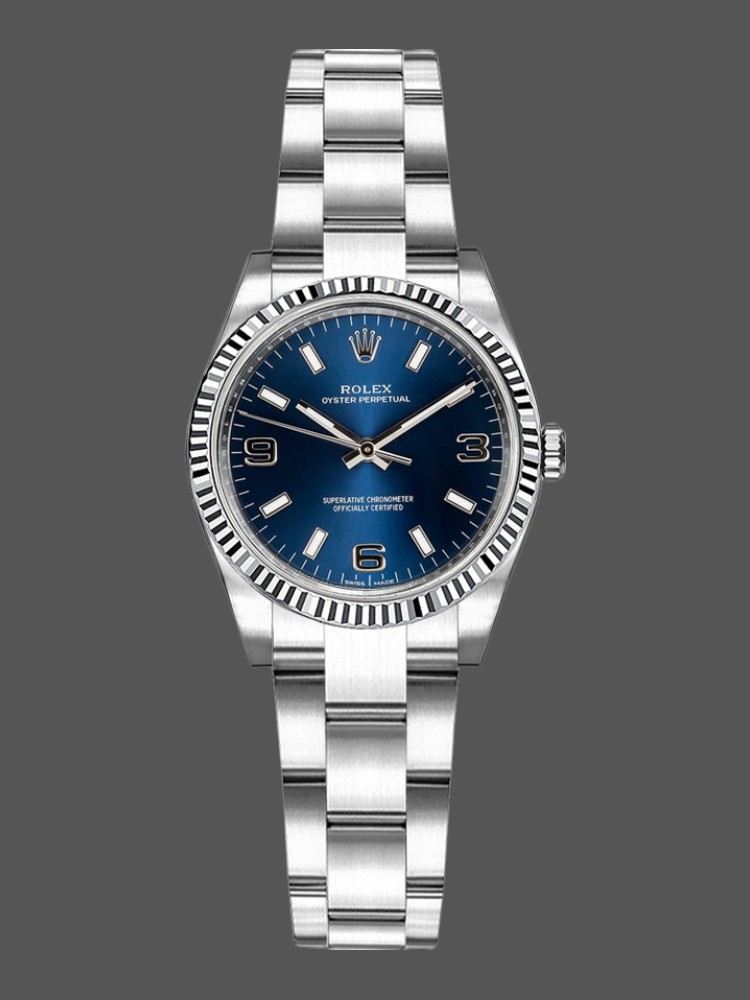 Rolex Oyster Perpetual 176234 Fluted Bezel Blue Dial 26MM Lady Replica Watch