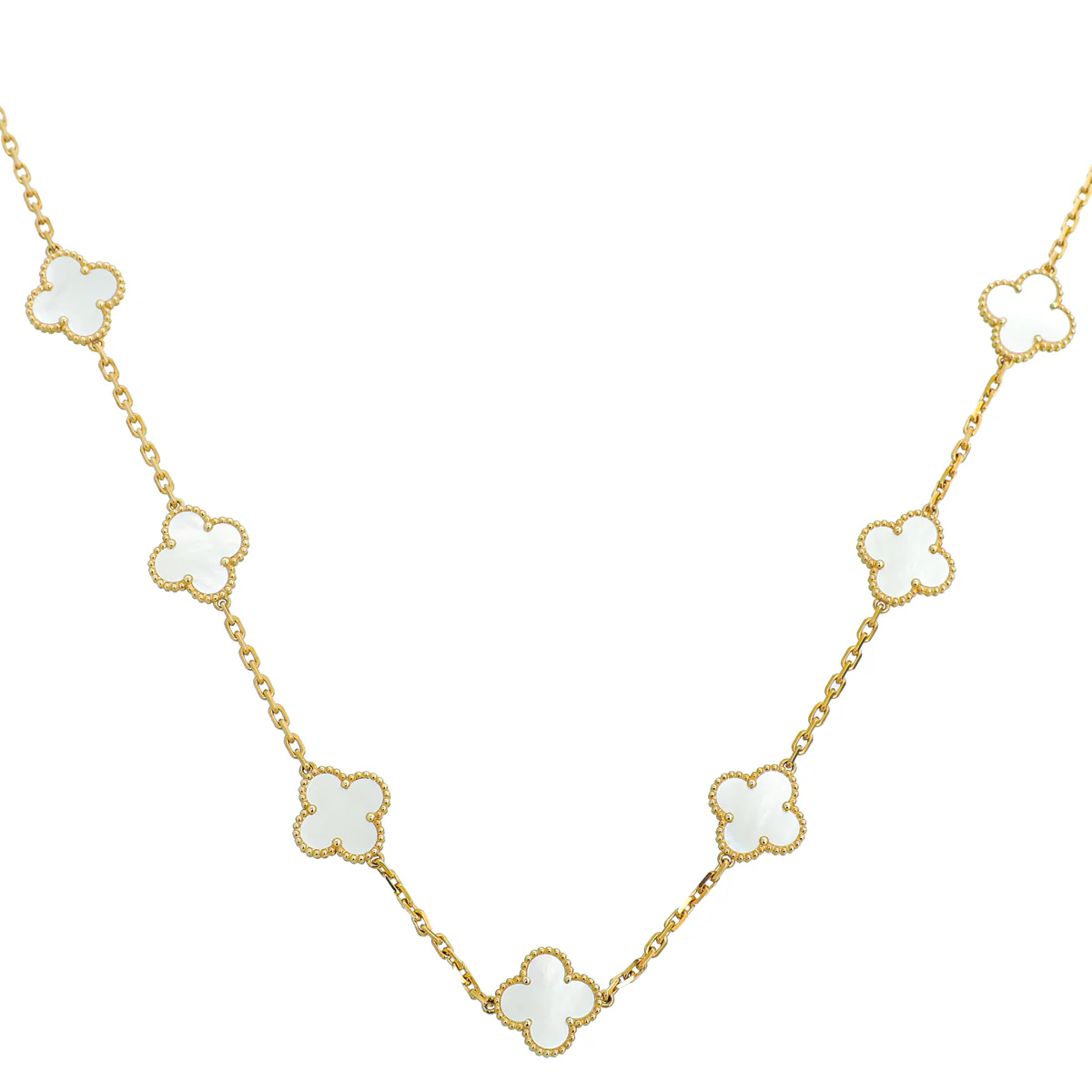 Van Cleef & Arpels 18K Yellow Gold Vintage Alhambra 20 MOP Long Necklace