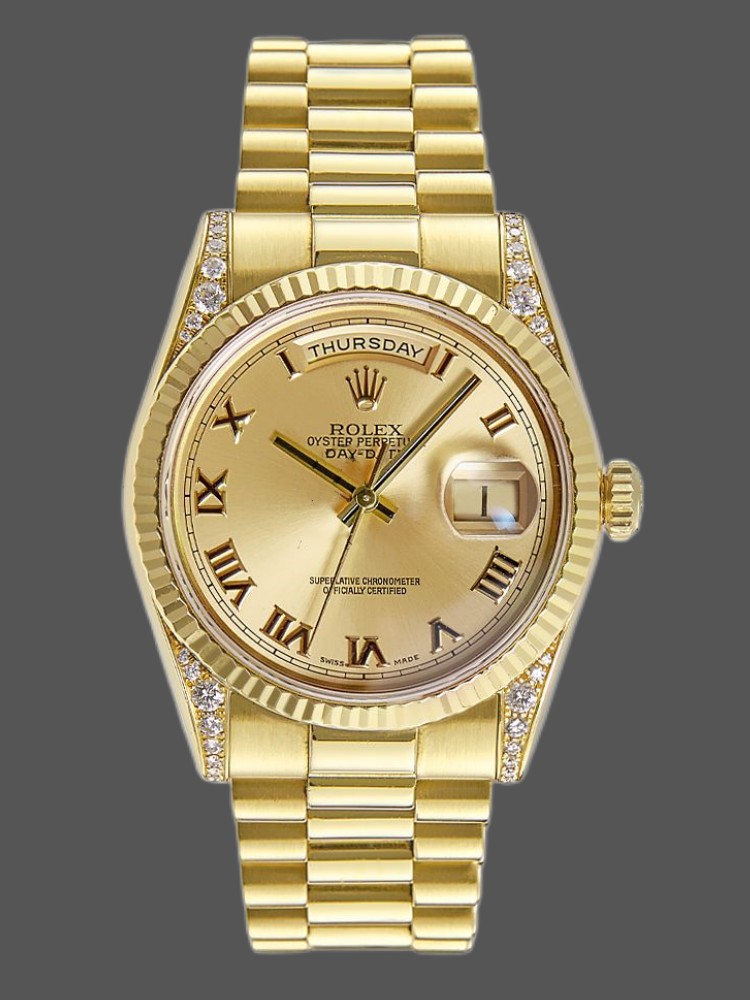 Rolex Day-Date 118338 Champagne Dial Roman Numerals 36mm Unisex Replica Watch