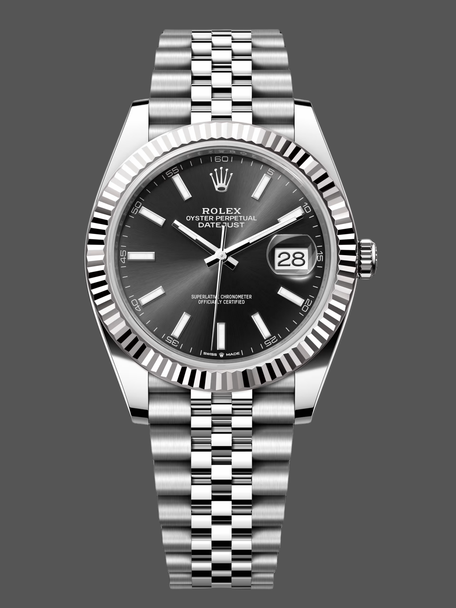 Rolex Datejust 41mm Stainless Steel 126334 0018 Black Index Jubilee