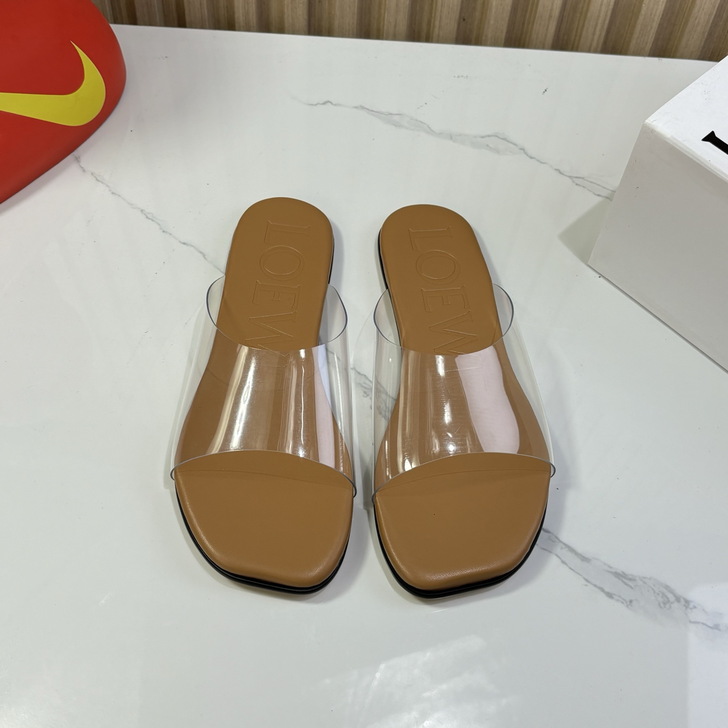 Loewe Shoes Transparent belt slippers
