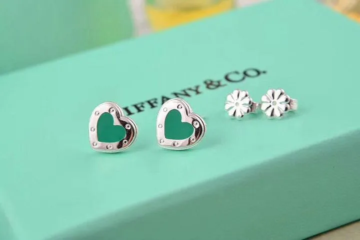 New Style Tiffany Replica Love Heart Earrings With Blue 60994862