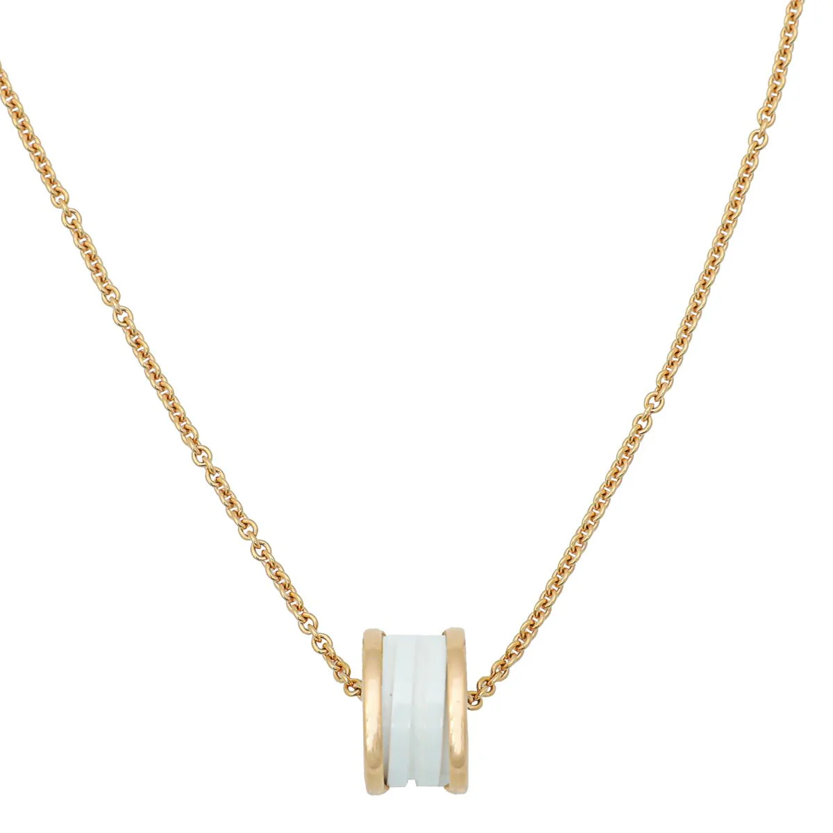 Bvlgari 18K Pink Gold White Ceramic B.Zero 1 Pendant Necklace