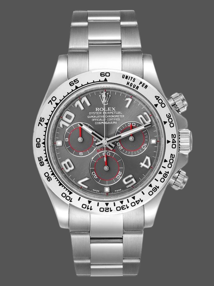 Rolex Cosmograph Daytona 116509 Gray Arabic Dial White Gold 40MM Mens Replica Watch