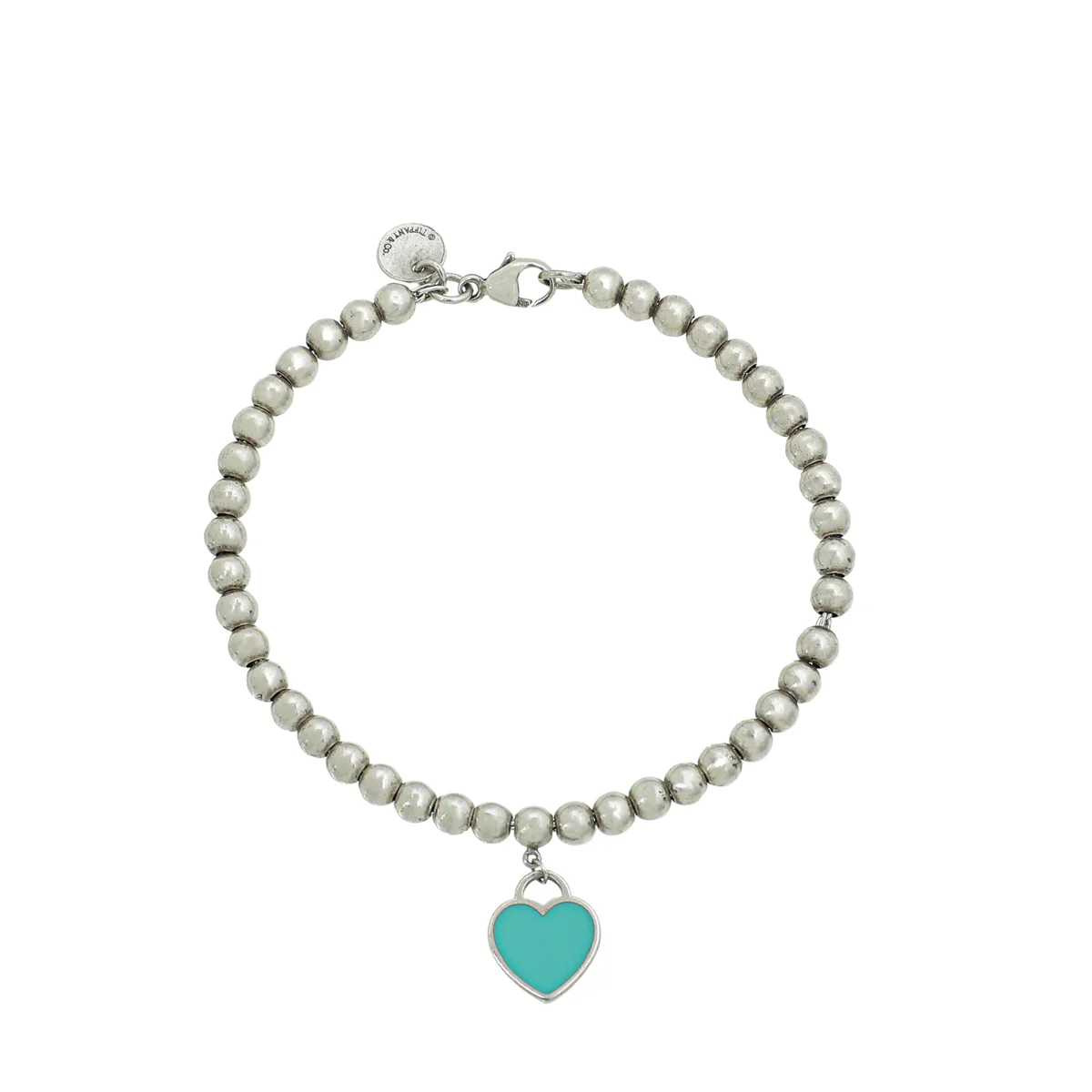 Tiffany & Co Blue Heart Tag Bead Bracelet