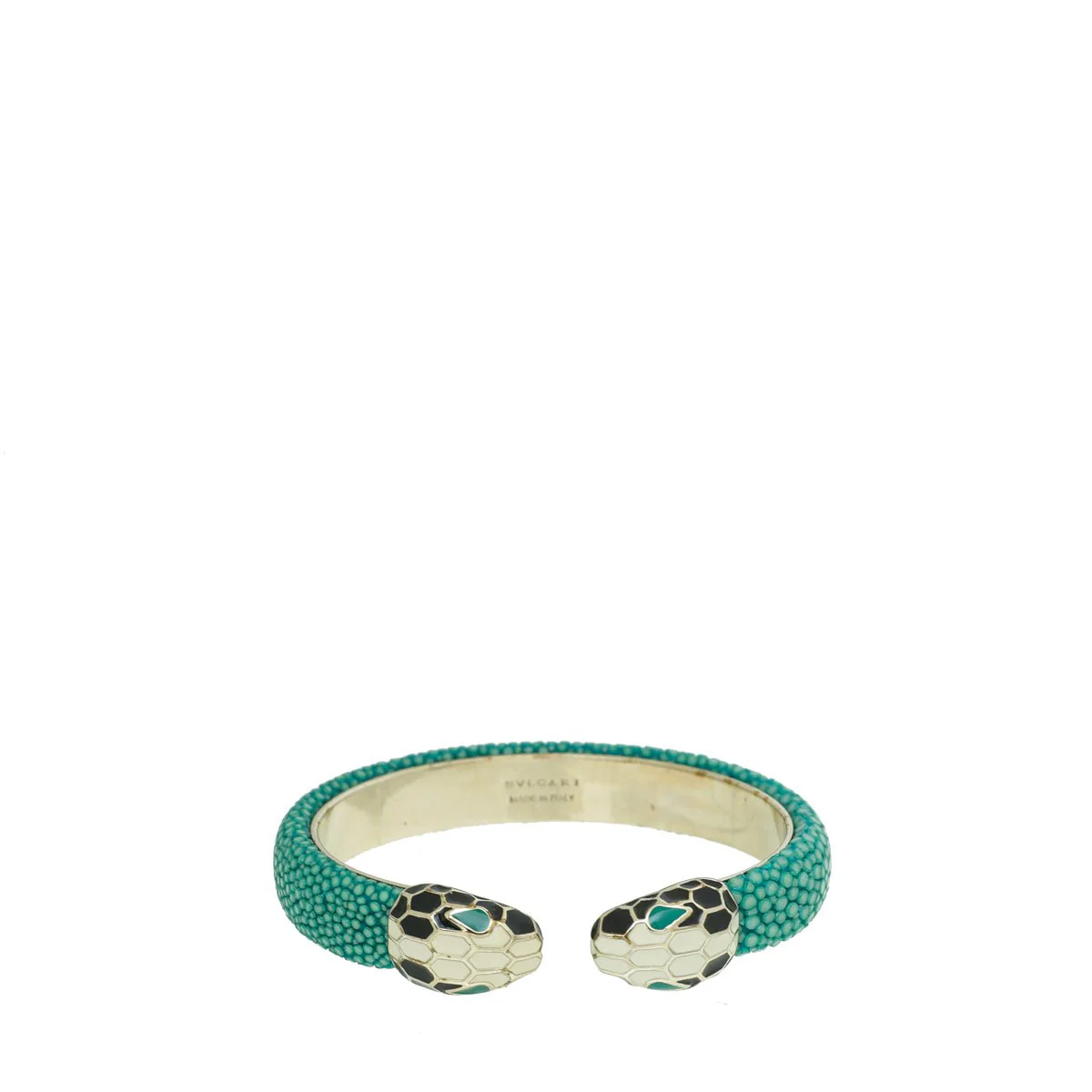 Bvlgari Green Galuchat Skin Serpenti Forever Open Bracelet