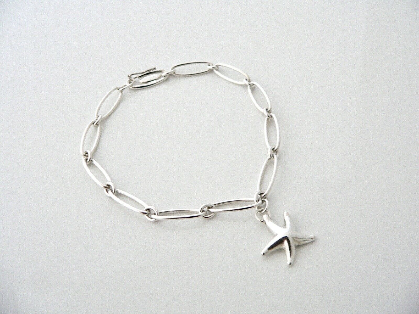 Tiffany & Co Silver Peretti Starfish Link Bracelet 8 Inch Chain Gift Pouch Love
