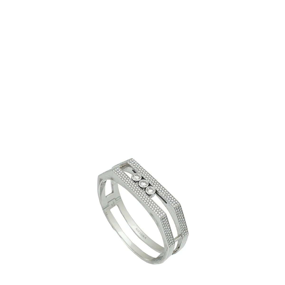 Messika 18K White Gold Move Pei Pav茅 Cuff Diamond Bracelet