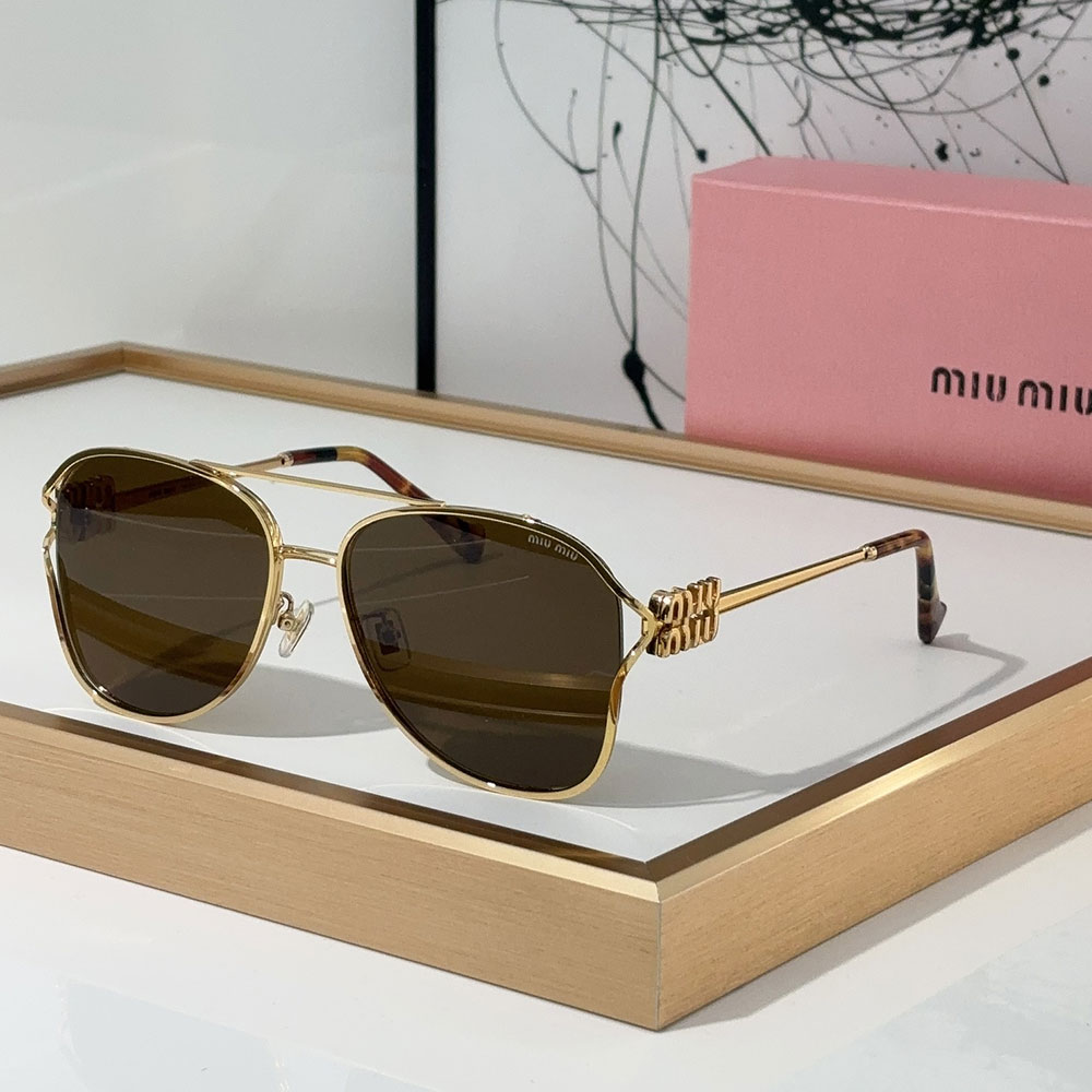 Miumiu Slim Metal Logo Mirror Legs Sunglasses Top quality 锛�Replica锛�