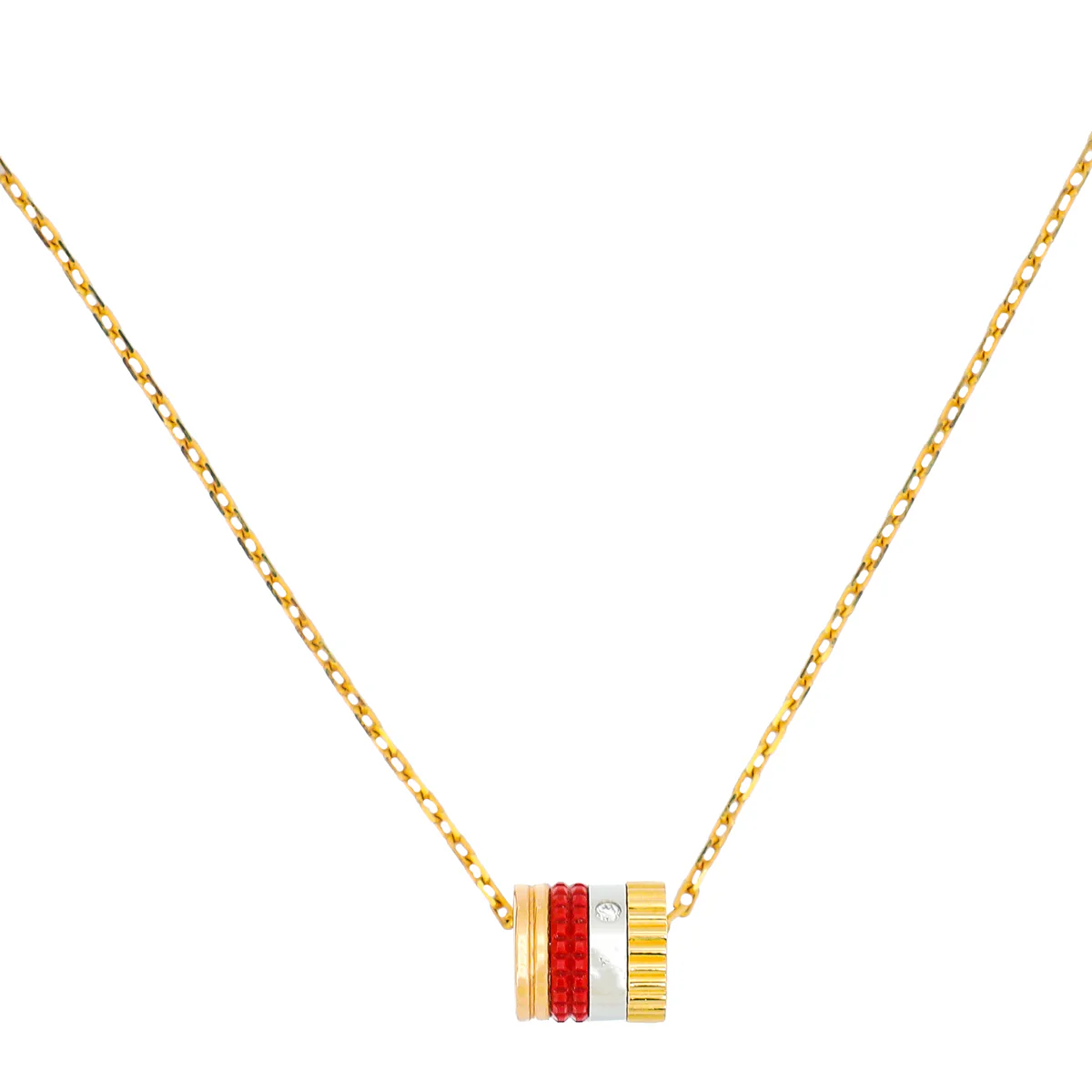 Boucheron 18K Tricolor Gold Diamond Quatre Red Edition Mini Ring Pendant Necklace
