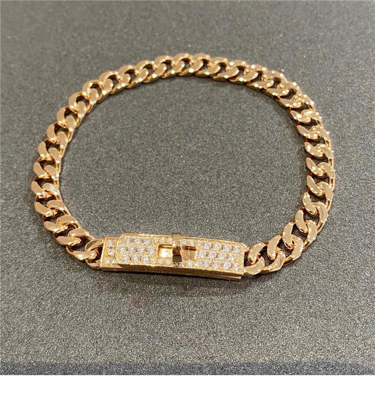 Hermes gold bracelet with diamonds