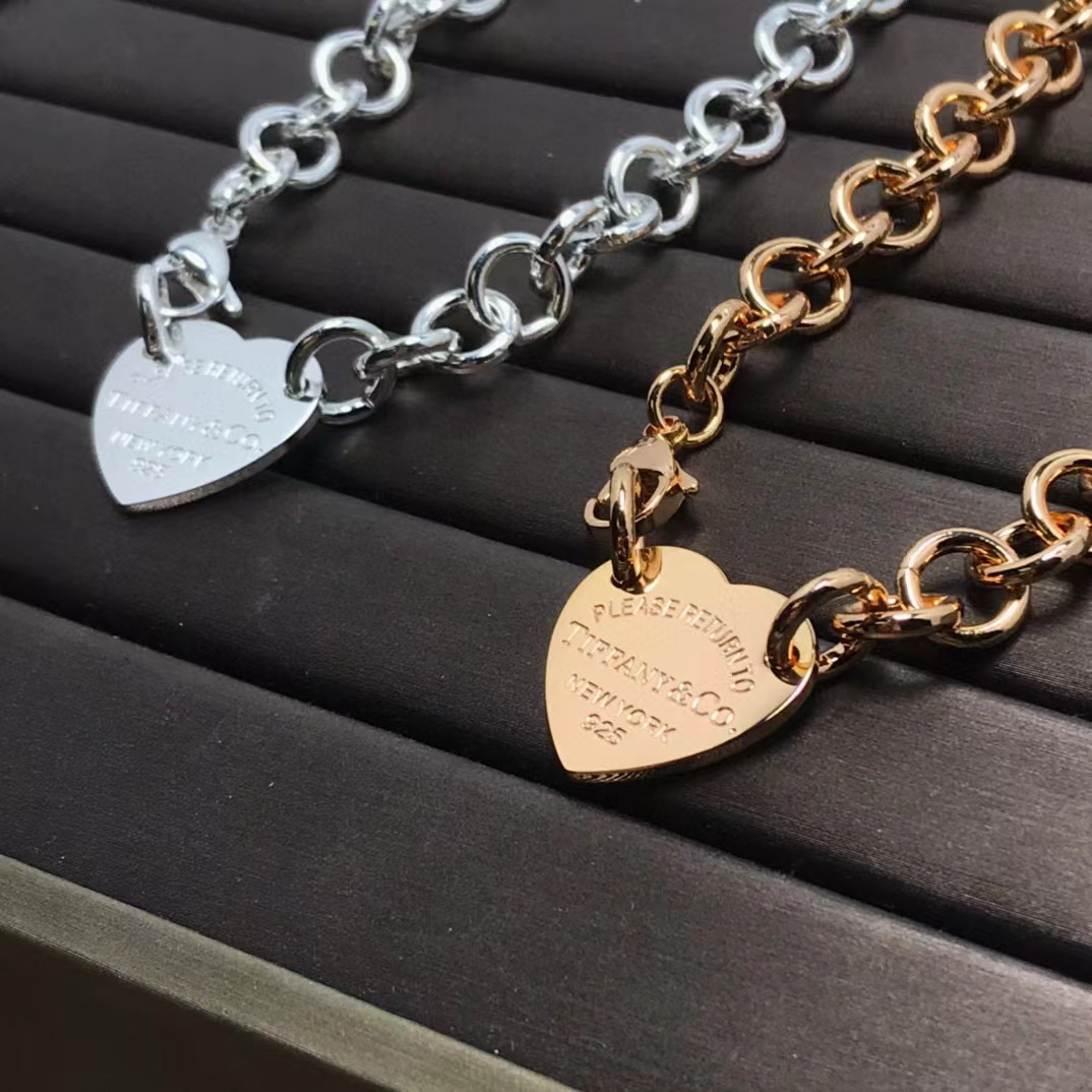 Fake Tiffany, Return to Tiffany Replica, Heart Tag Chain Link Necklace