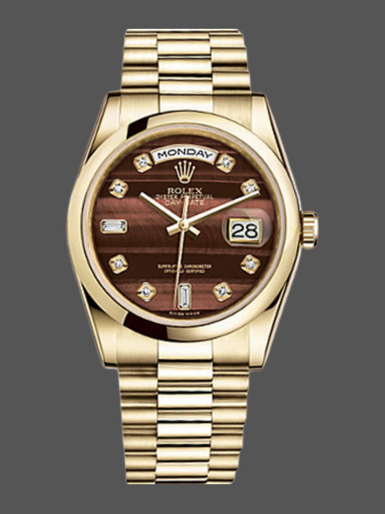 Rolex Day-Date 118208 Bulls Eye Diamonds Dial 36mm Unisex Replica Watch