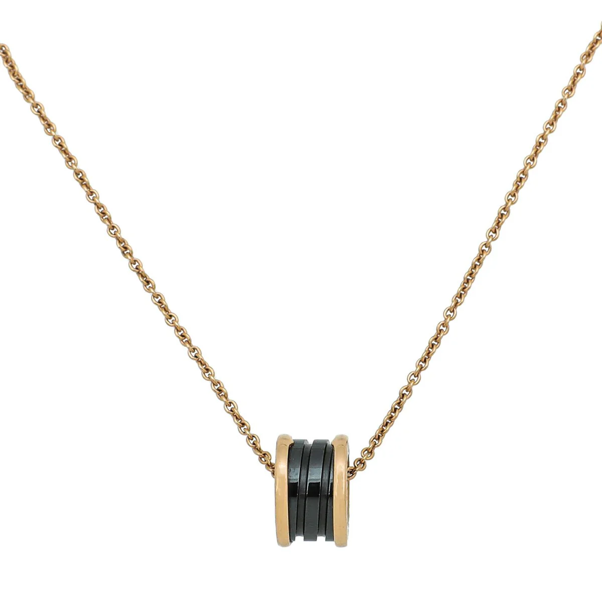 Bvlgari 18K Pink Gold Black Ceramic B.Zero 1 Pendant Necklace