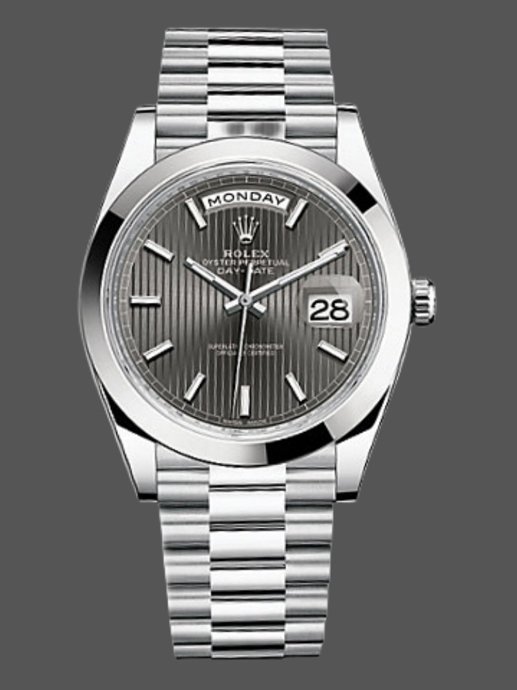 Rolex Day-Date 228206 Dark Rhodium Grey Dial Platinum 40MM Mens Replica Watch