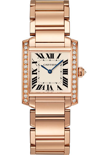 Cartier Tank Francaise Medium Model 18K Rose Gold & Diamonds Lady��s Watch, WJTA0023