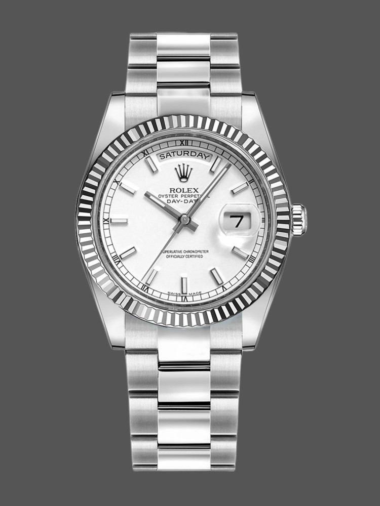 Rolex Day-Date 118239 White Gold White Dial 36mm Unisex Replica Watch