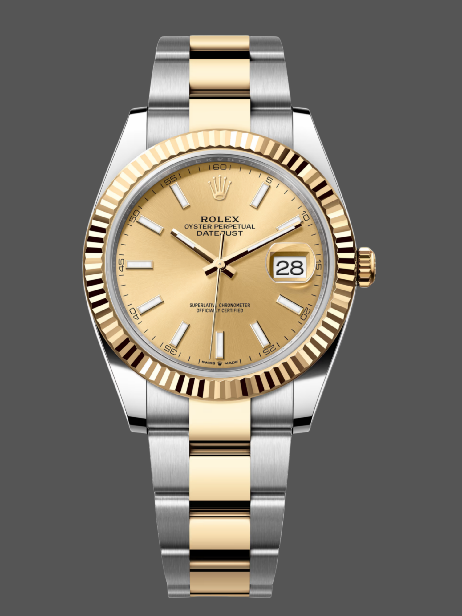 Rolex Datejust 126333 0009 Champagne Index Oyster 41mm Two Tone Steel