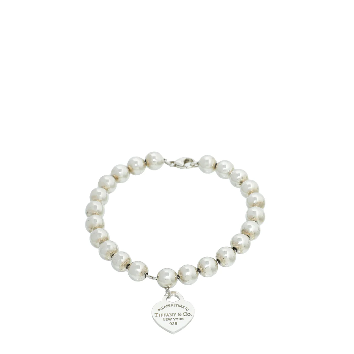 Tiffany & Co Silver Heart Tag Bead Bracelet