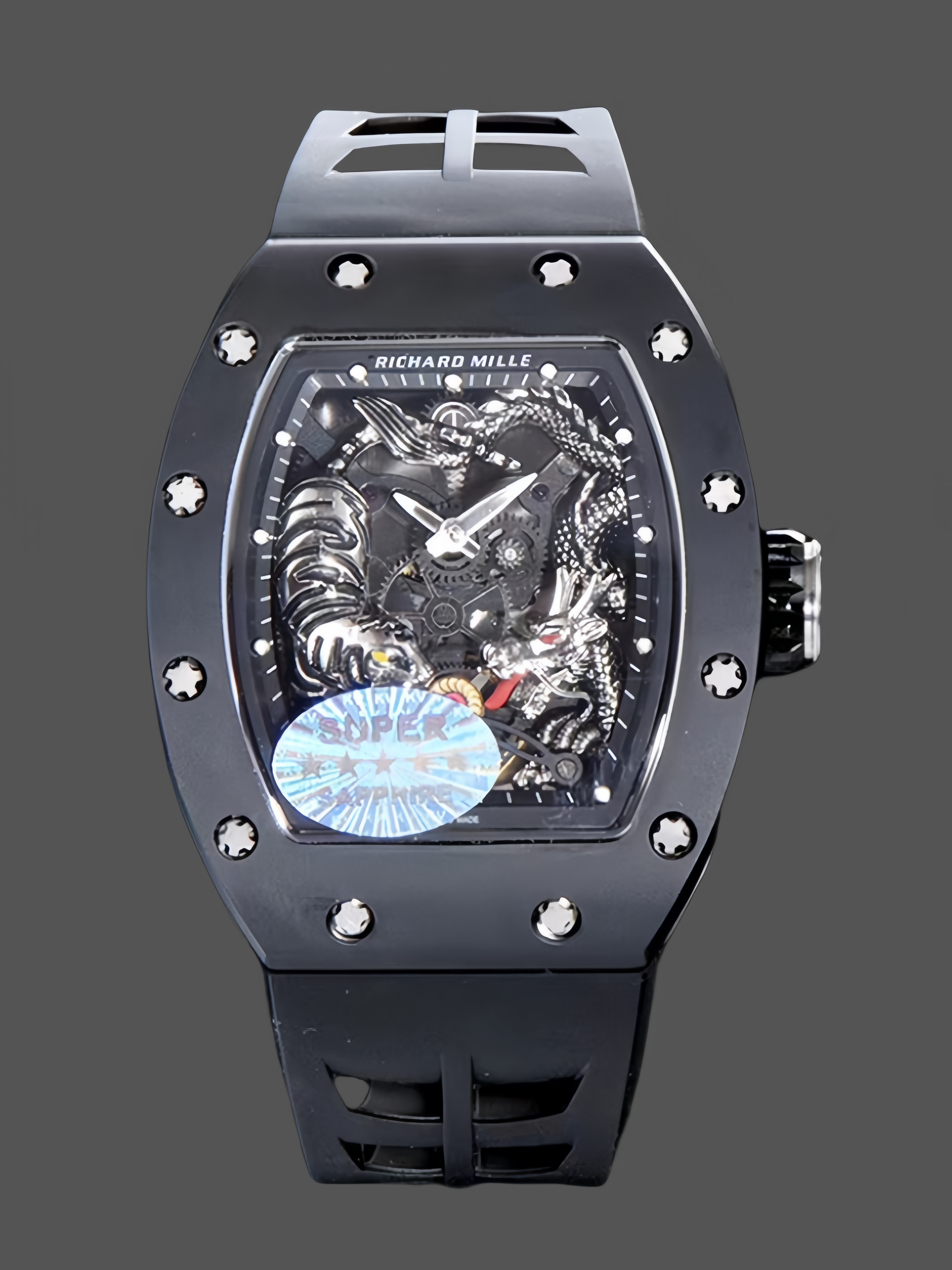 Richard Miller RM 057 NTPT Carbon Fiber Black Rubber Strap