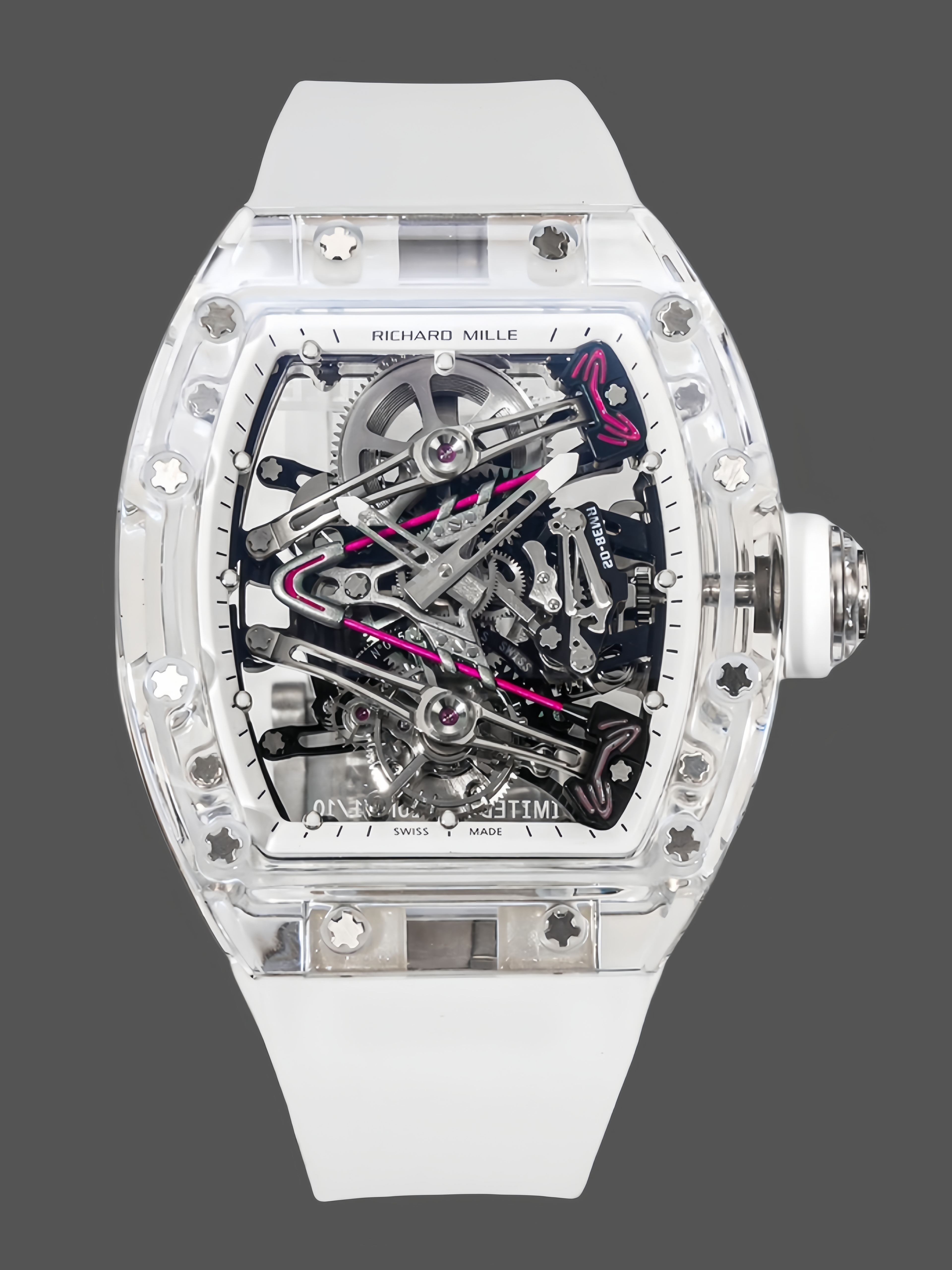 RM38-02 Richard Mille Tourbillon Movement Edition Crystal White Rubber Strap