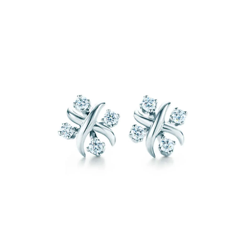 Tiffany Schlumberger Lynn Earrings Diamonds Intricate Design Women For Ladies US 19186423