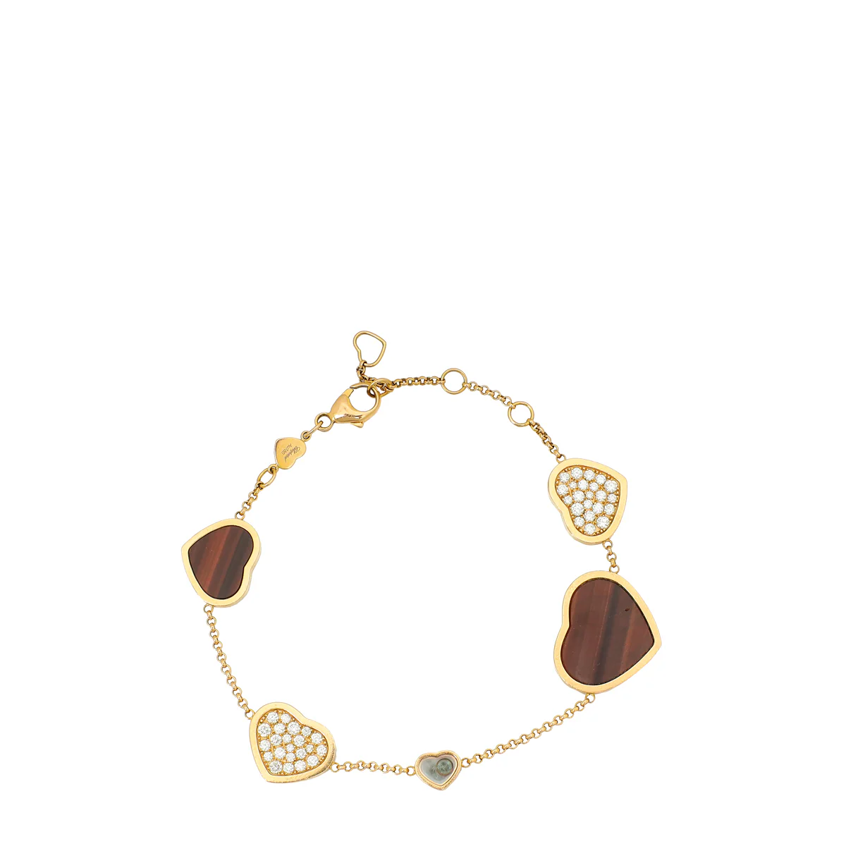 Chopard 18K Rose Gold Diamonds Happy Hearts Bracelet