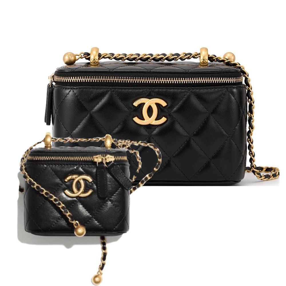 Chanel Double Golden-Ball Makeup Box Black Bag (Replica)