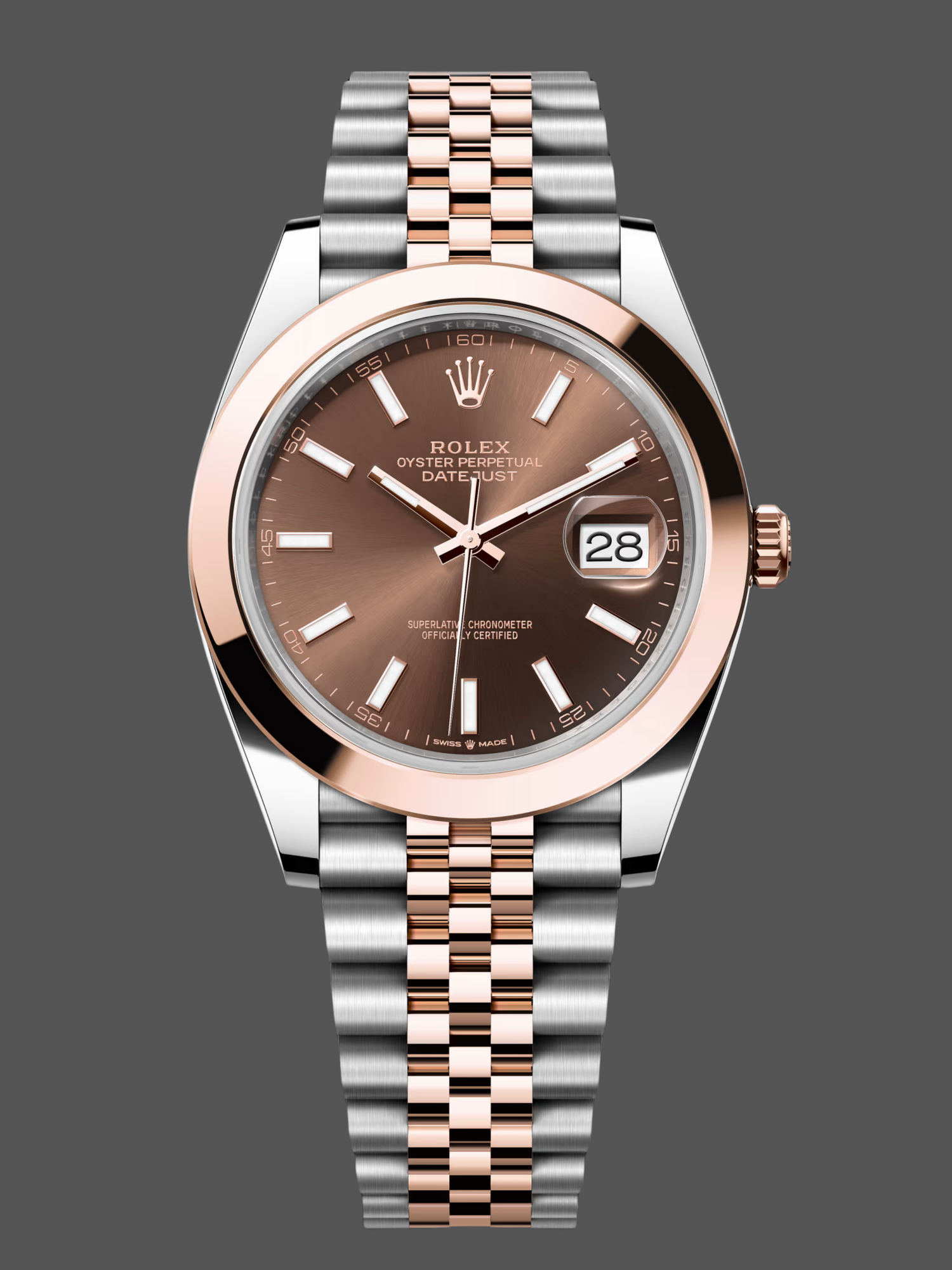 Rolex Datejust 126301 Rose Gold Chocolate Brown Index Dial 41MM Mens Replica Watch